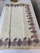 Cutwork Phulkari NetKota Embroidery saree - OffWhite