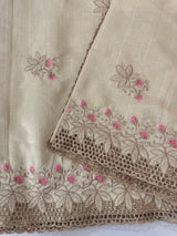 Soft crepe tussar silk saree with embroidery and cutwork MSH207