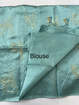 Tussar finish soft silk saree with thread embroidery MTS568 LightBlue