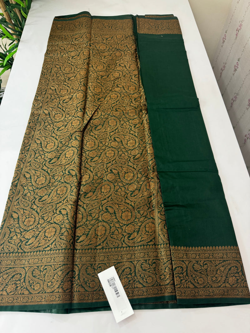 Banarasi warm silk saree with brocade blouse MS12165 BottleGreen