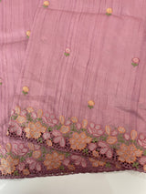Blended tussar saree with cutwork border- MSHK695