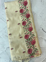 Blended semi tussar silk saree  with embroidery MSJ677(8)- Cream