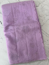 Mul chanderi- linen applique work saree  MSH174 Lavender