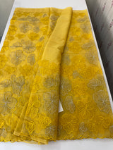 Soft Organza saree with silver zari & thread work - MSH910 Yellow
