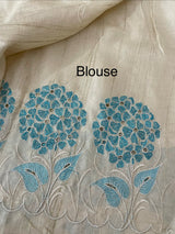 Blended soft tussar saree with embriodery - MS8669 PearlCream