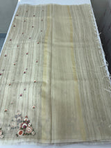 Silky kota embroidery saree with One side border MSK876(2) - Beige
