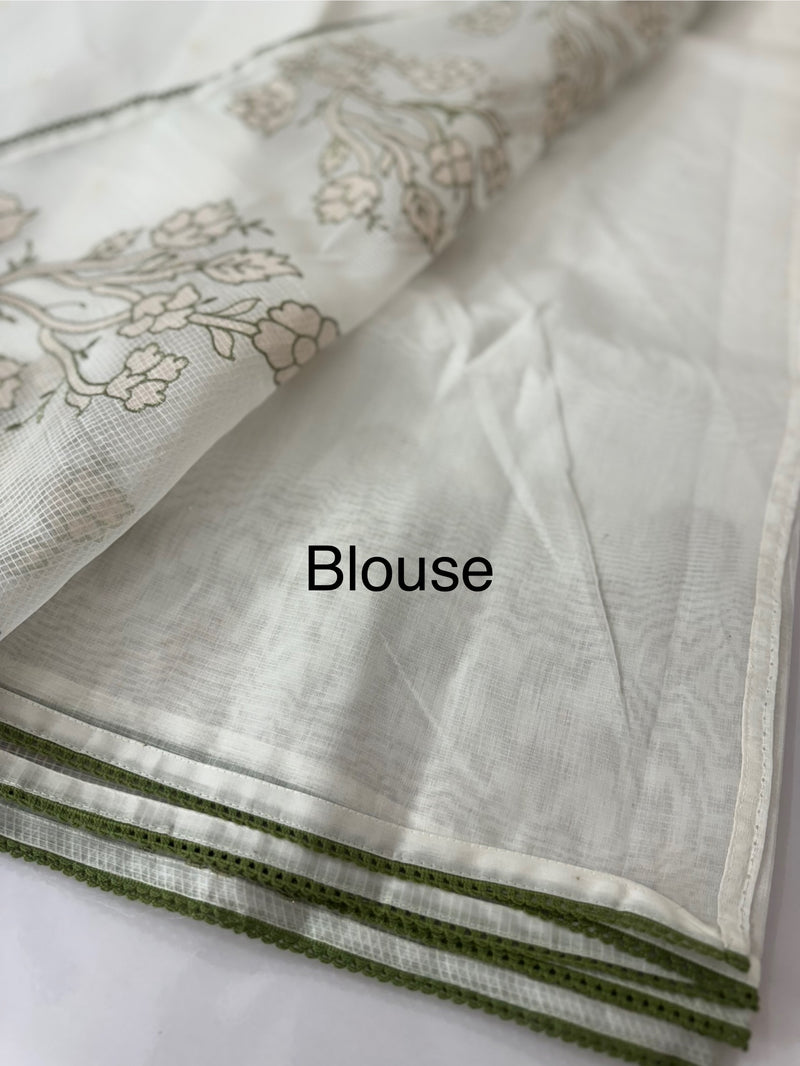 NetKota Applique work saree  MSH123- White & Green