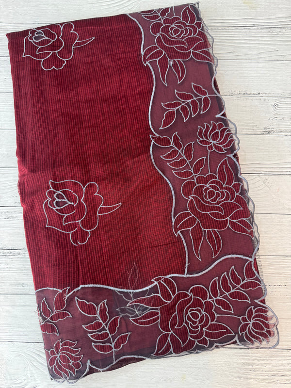 NetKota Applique work saree  MSH110- Maroon