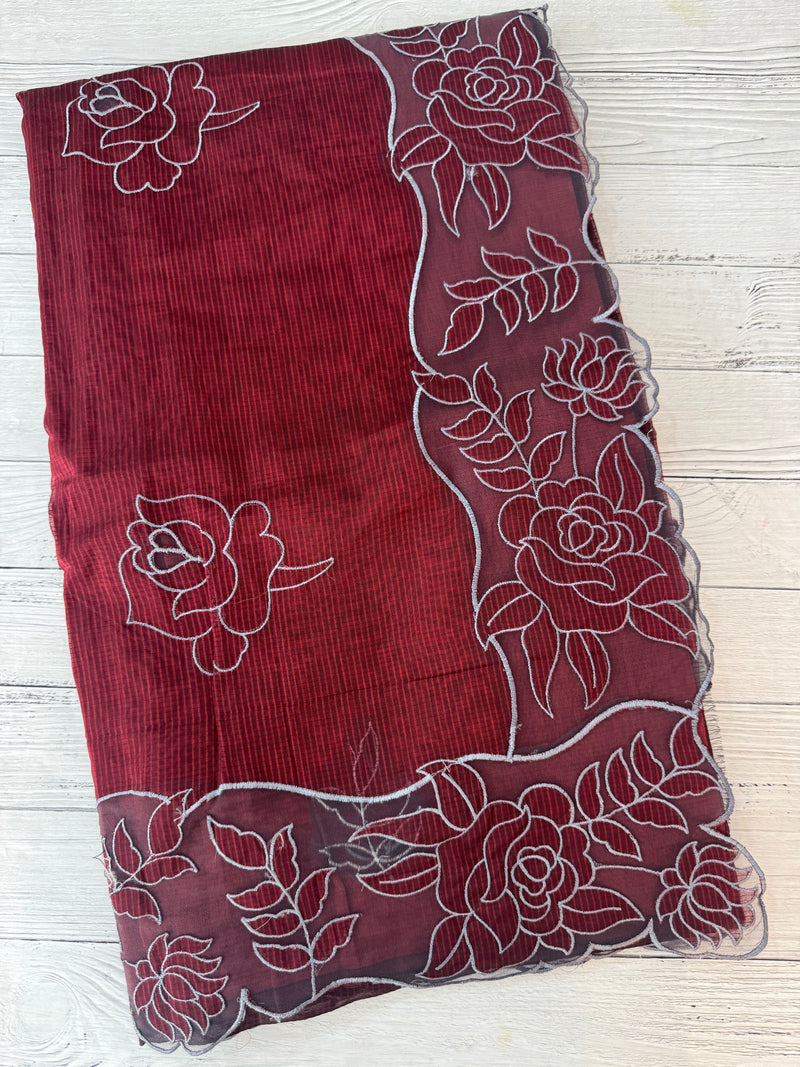 NetKota Applique work saree  MSH110- Maroon