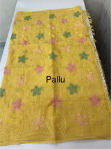 Windy Crush Organza saree with embroidery MS14764 Yellow