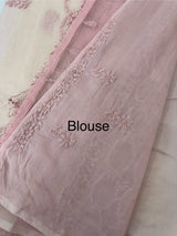 Premium Moonga checks saree with Hand Chikankari work  MSH246 Pink