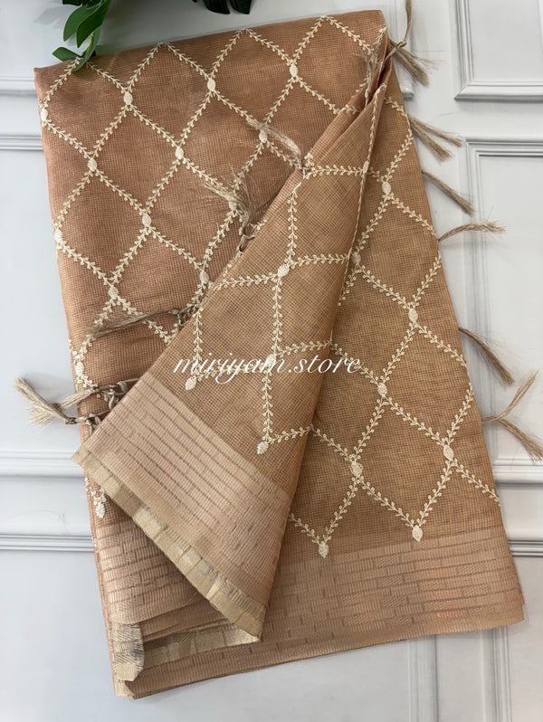 Tissue silk saree MTSS65 Peach