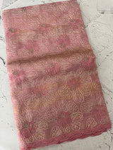 Premium Crush Organza saree with thread work- MCW863 PeachPink