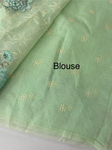 Phulkari NetKota embroidery saree - MSH126 Pastel Green