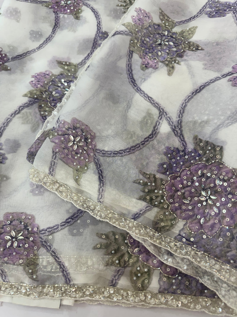 Handworked chiffon Organza saree MCS4534