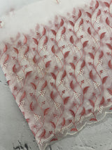 Glass tissue organza saree with embroidery MSF132 White to DustyPeach