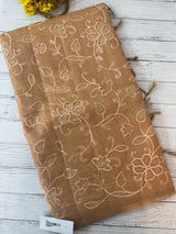 Tissue Silk applique work saree MS49811- DuskyPeach