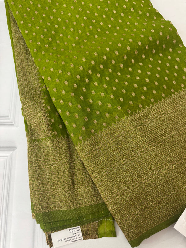 Semi banarasi Khaddi Georgette saree - MS1498 LeafGreen