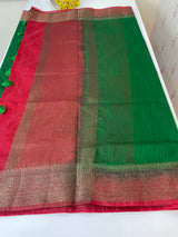 Jute silk sarees with contrast pallu & blouse MJL324