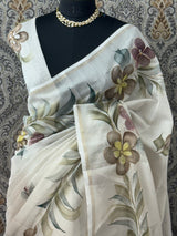 Handpainted Chanderi tissue silk saree MS78944