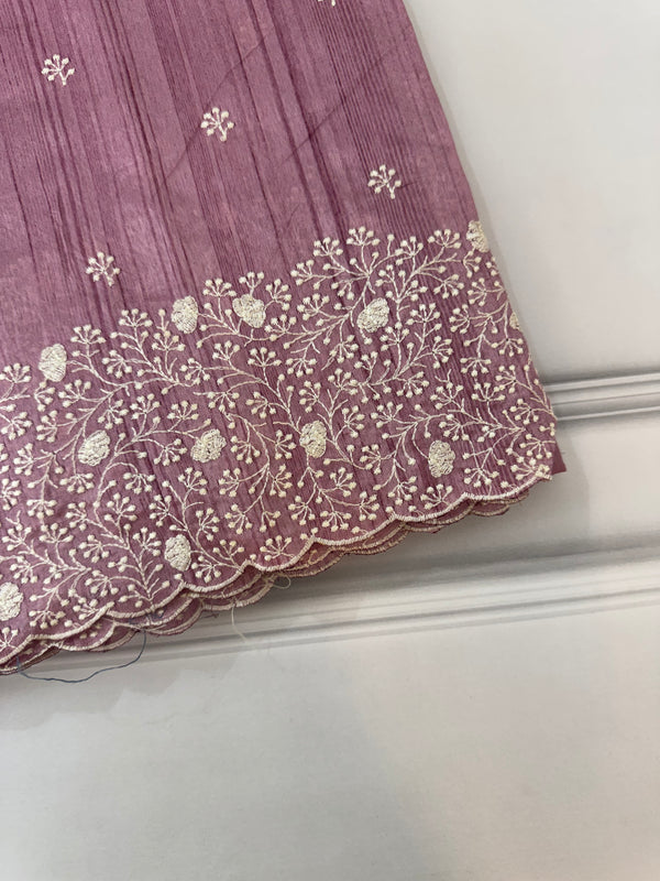 Embroidered Crepe semi tussar silk saree- MSS736 TurkishRose