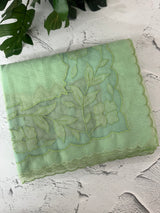 Moonga checks saree with Net Applique borders  MSH159 PistaGreen