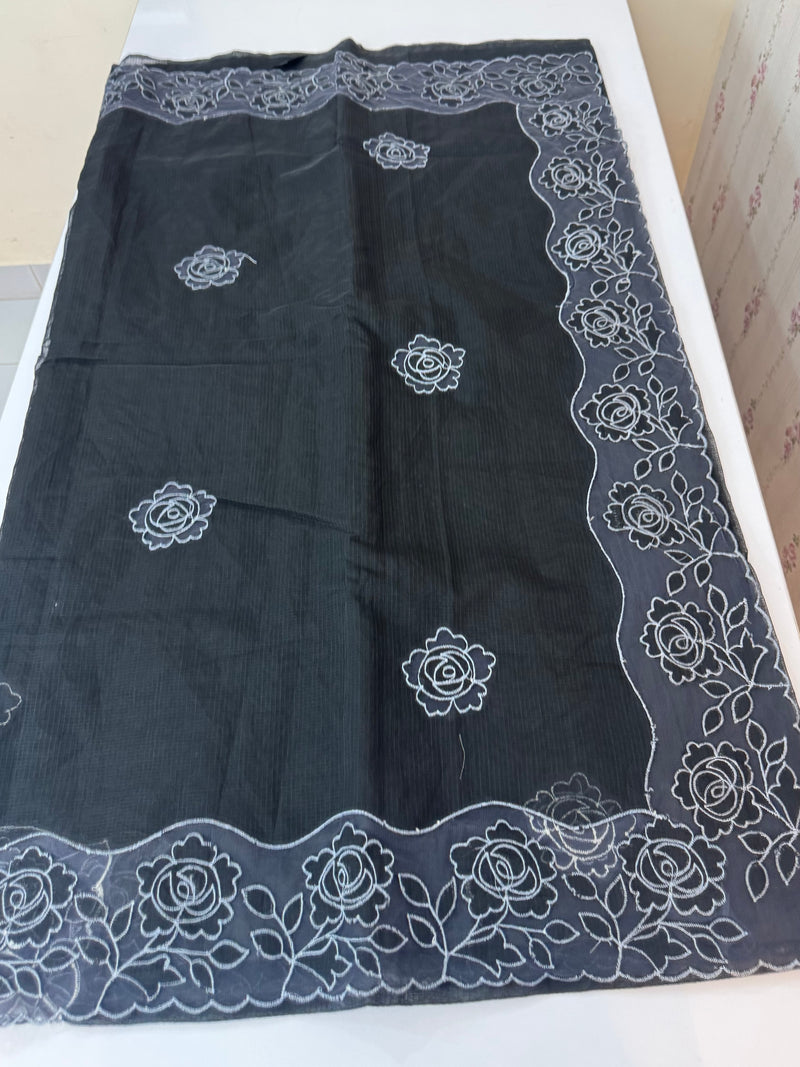 NetKota Applique work saree  MSH110- Black