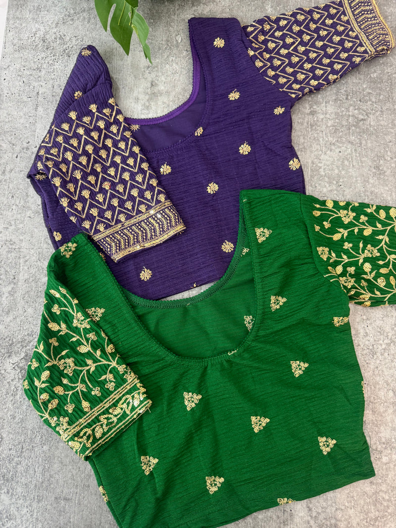 Stretchable Readymade blouse with sequence work : SIZE 32 - Combo