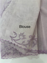 Moonga checks saree with Net Applique borders  MSH157 Lavender