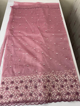 Glassy tissue organza saree with embroidery FKSF133- OnionPink