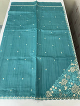 Cutwork Semi tussar saree MTSS674 Blue