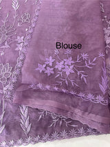 Soft organza saree with applique and thread work - MSH956 (2) Purple