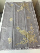 Soft tissue kota checks saree with applique work(2) - MSH5407 DuskyLavender