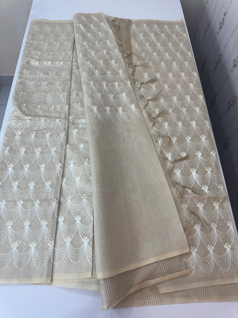 Chanderi Tissue silk saree MTTS651 - Beige