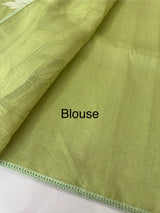 Blended Tussar silk saree with applique work- MSH200 PistaGreen