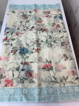 Chanderi digital printed saree with chikankari embriodery MSH171