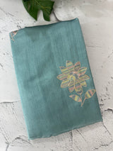 Tussar finish soft silk saree with thread embroidery MTS568 LightBlue