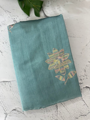 Tussar finish soft silk saree with thread embroidery MTS568 LightBlue