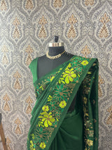 Blended tussar silk saree with embroidery - MS78911