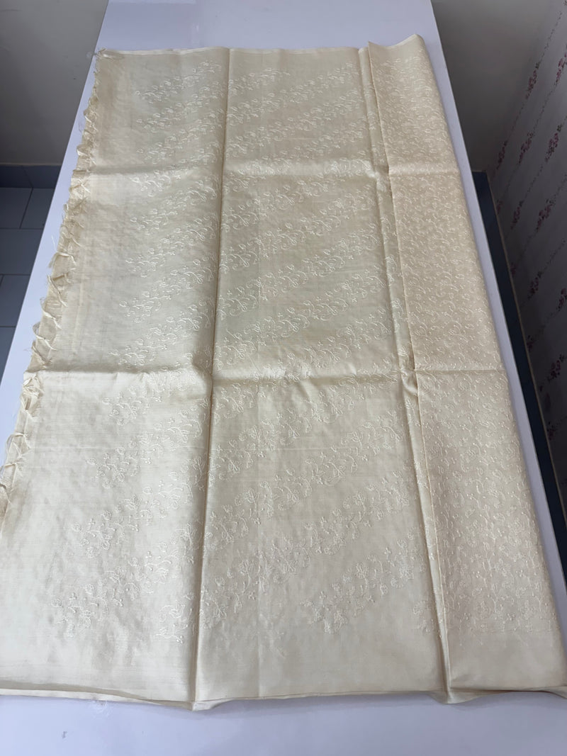 Pure desi tussar silk saree with embroidery- MTSS659 Cream