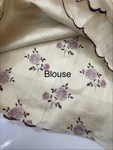 Semi tussar appliqué work saree MTS6589