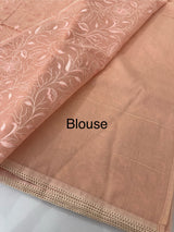 Moonga checks saree with embroidery MSH165 Peach