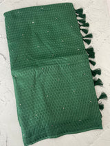 Crepe chiffon saree MSH216 DarkGreen