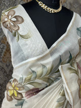 Handpainted Chanderi tissue silk saree MS78944
