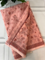 Banarasi kora oraganza saree with embroidery  MKOS325 Peach