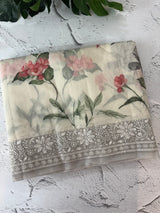 Chanderi digital printed saree with chikankari embriodery MSH171