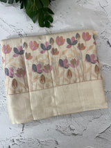 Blended tussar saree with embriodery - MS8665 Cream