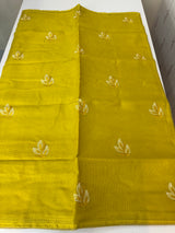 Kota  checks saree with embroidery - MS7679 GreenmixYellow