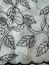 Soft kota checks saree with embroidery - SVWISS white & black