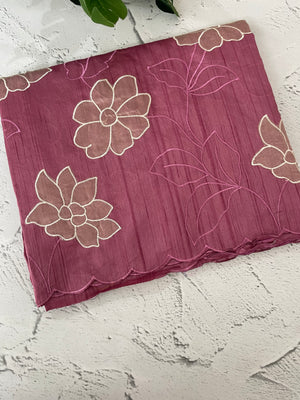 Blended tussar saree with applique borders MTSS459